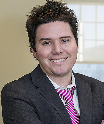 Michael Serazio, newly appointed Assist. Prof. Communications photographed in the Communications offices for Chronicle.