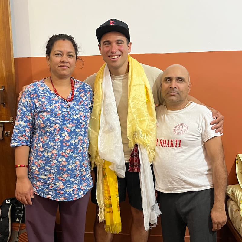 Vincent with his host family in Kathmandu, Nepal