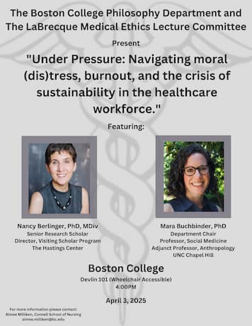 LaBrecque Lecture: "Under Pressure: Navigating moral (dis)tress, burnout, and the crisis of sustainability in the healthcare workforce."
