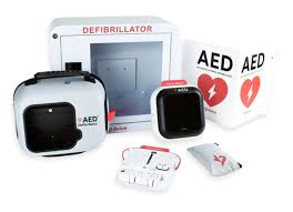 image of AED on wall.