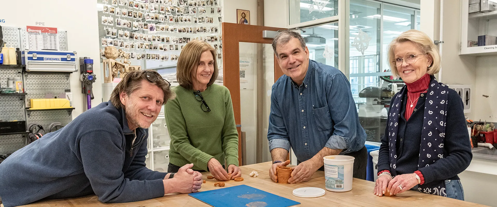 Group of four BC Companions Fellows work in the Hatchery at 245 Beacon