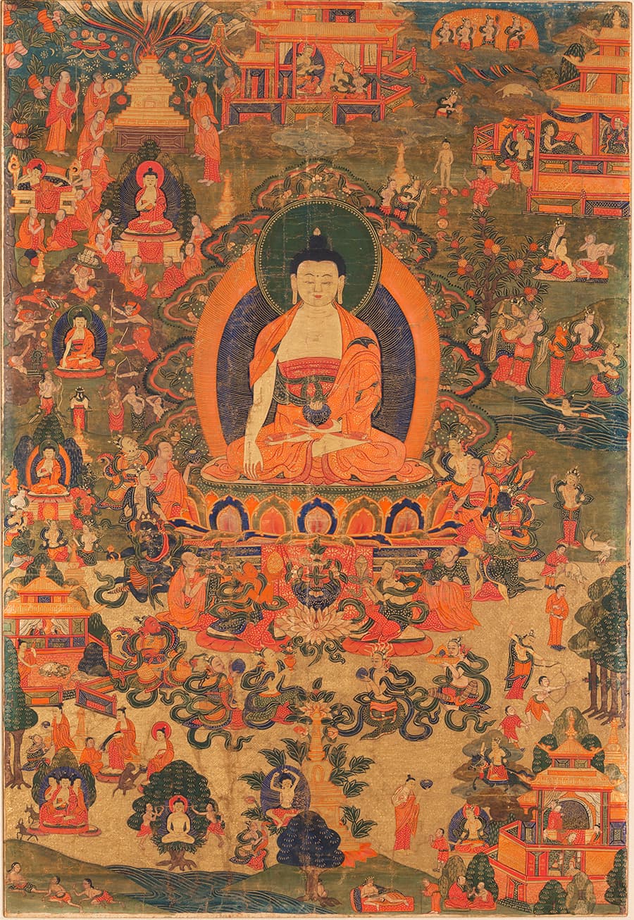 Life Story of Buddha Shakyamuni Tibet; 19th century Pigments on cloth
