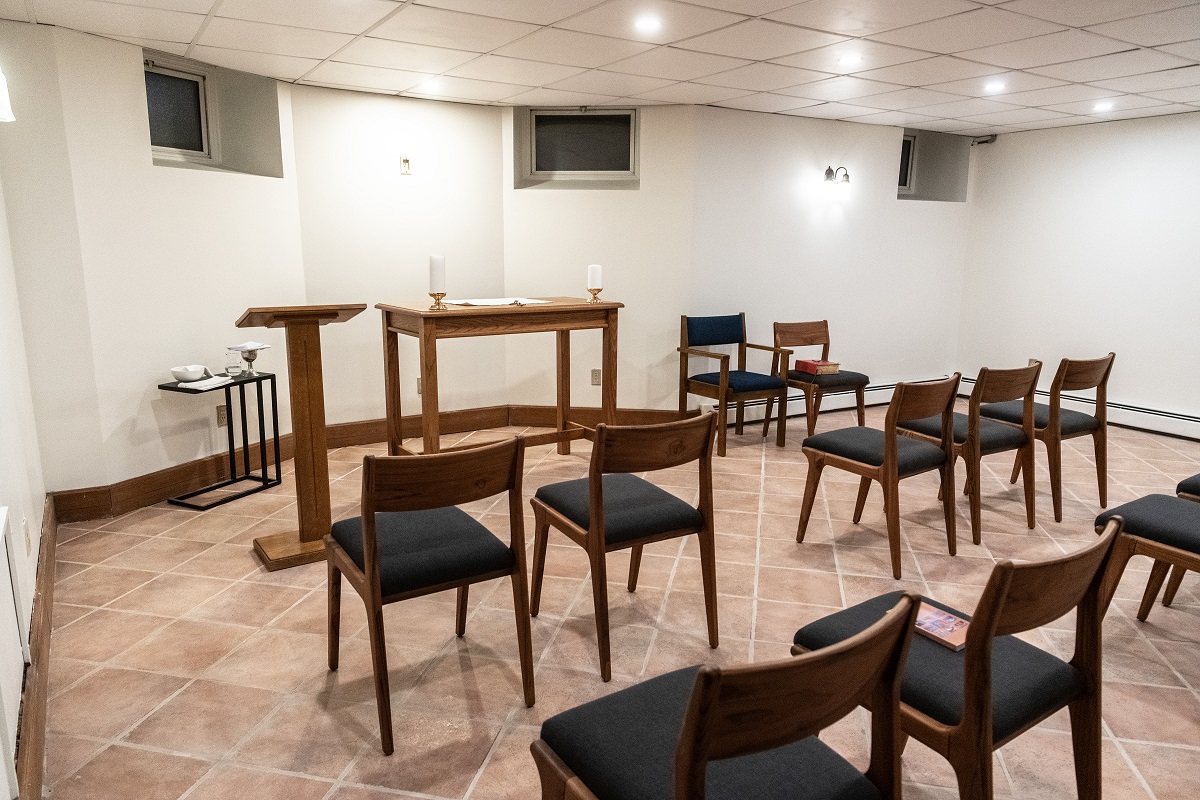 The CSTM Formation House at 284 Foster St. (corner of Foster and Radnor). This is the refurbished chapel space in the basement.
Taken during the Tuesday night group dinner.  Group contact - Grace Gasper gasperg@bc.edu.