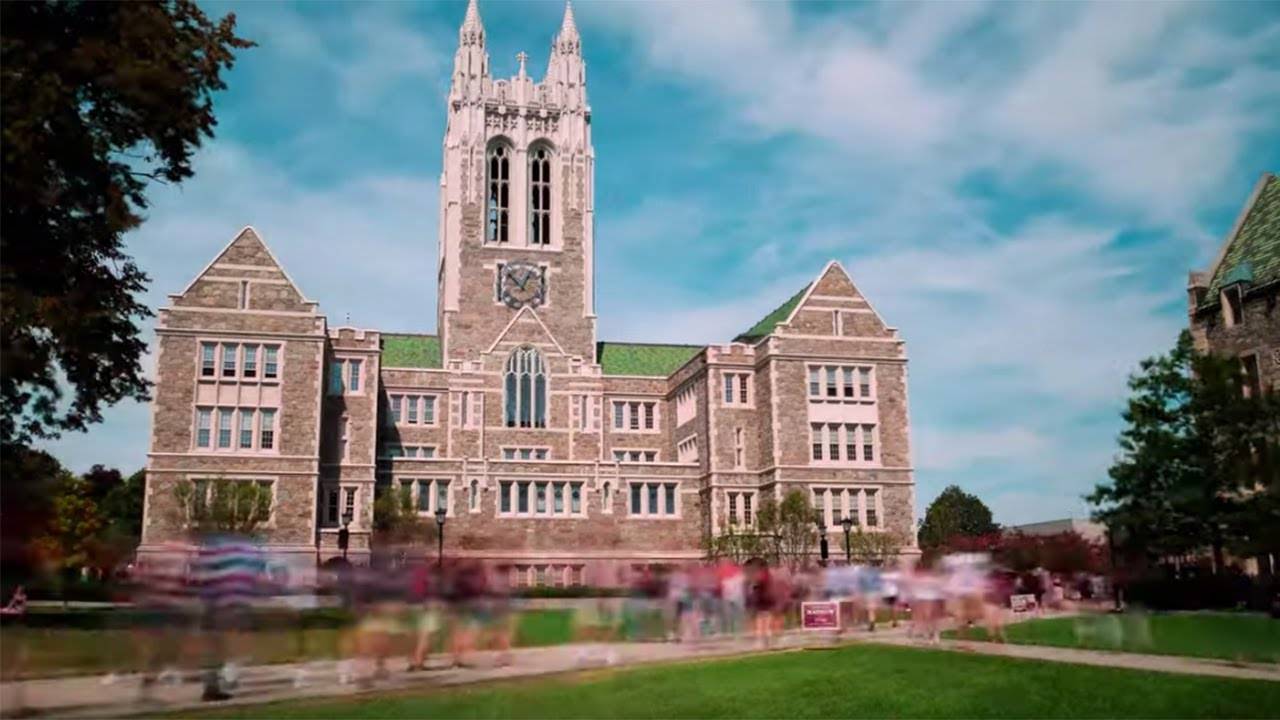 Gasson Hall with students blurred in front