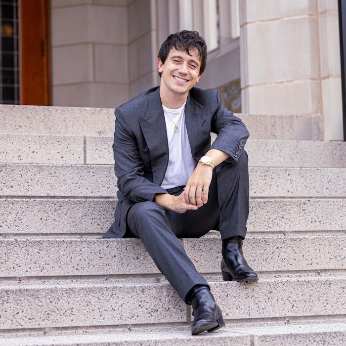 Michael Perry sitting on steps